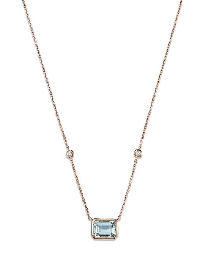 Bloomingdale
s Aquamarine
Diamond Pendant Necklace in 14K Rose Gold, 18"