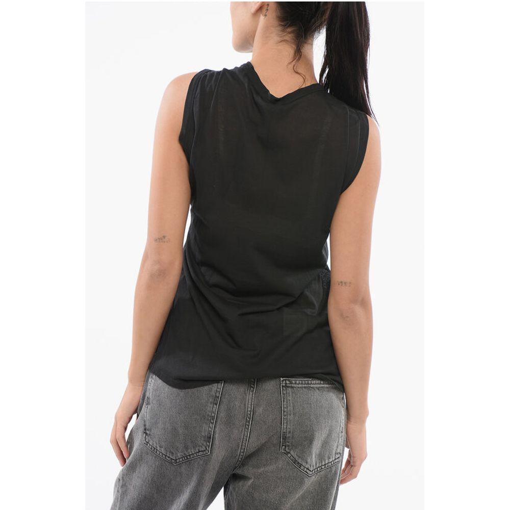 ROBERTO COLLINA Roberto Collina Semi-Sheer Cotton Blend Crew Neck Women's Top
