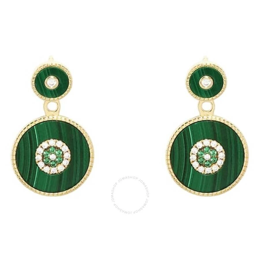 apm Monaco 18k Yellow Gold Plated Malachite Earrings 1