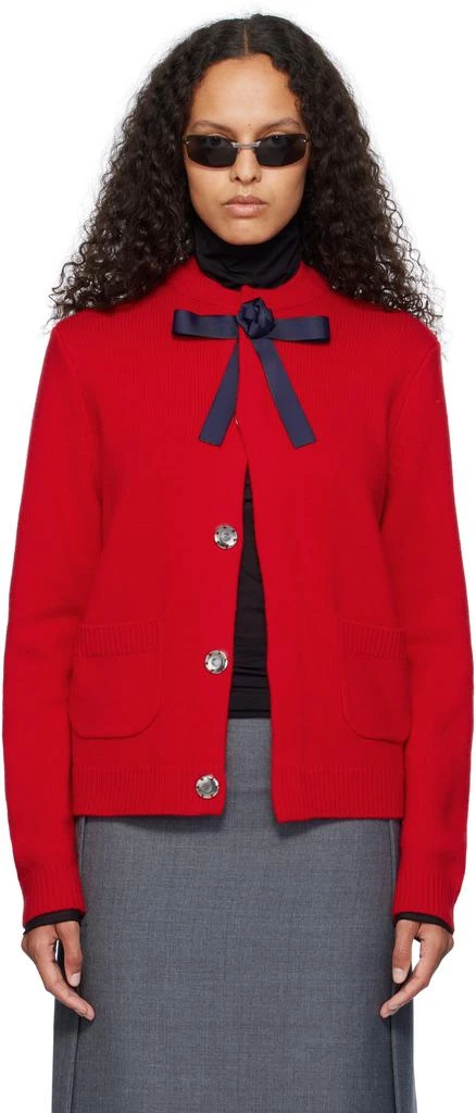 AO Yes Red Ribbon Tie Cardigan 1