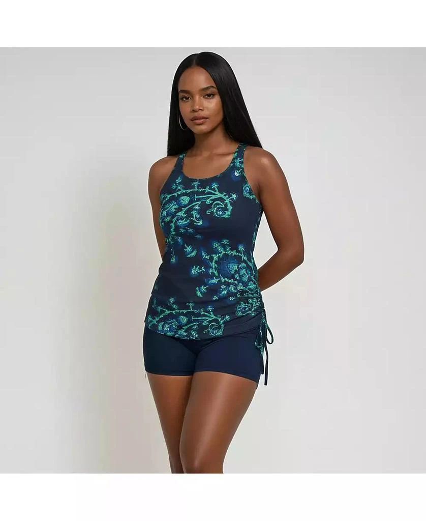 Calypsa Women
s Maya Tankini Swim Top With Built-In Bra and Navy Swim Shorts Set 3