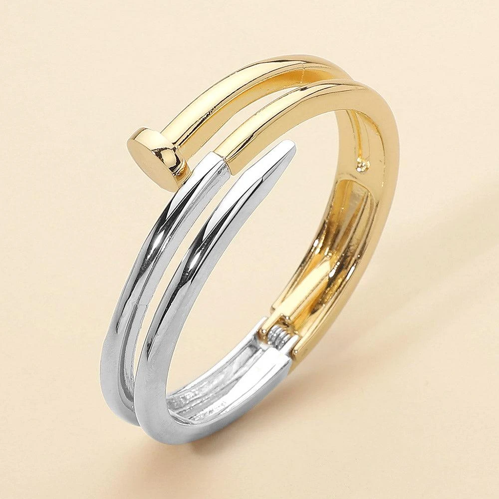 FASHNZFAB Metal Nail Hinged Bangle Bracelet