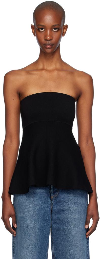 The Frankie Shop Black Agathe Knit Bustier Top