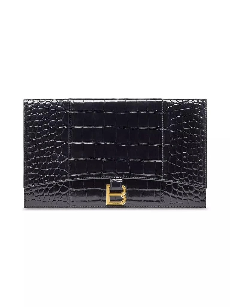 Balenciaga Hourglass Flat Pouch with Flap Crocodile Embossed 1