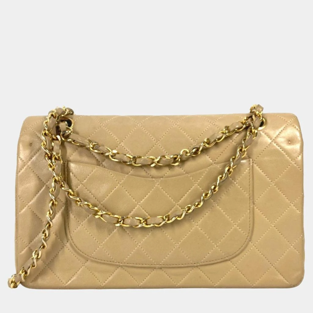 Chanel Chanel Beige Leather Medium Classic Double Flap Shoulder Bags 3