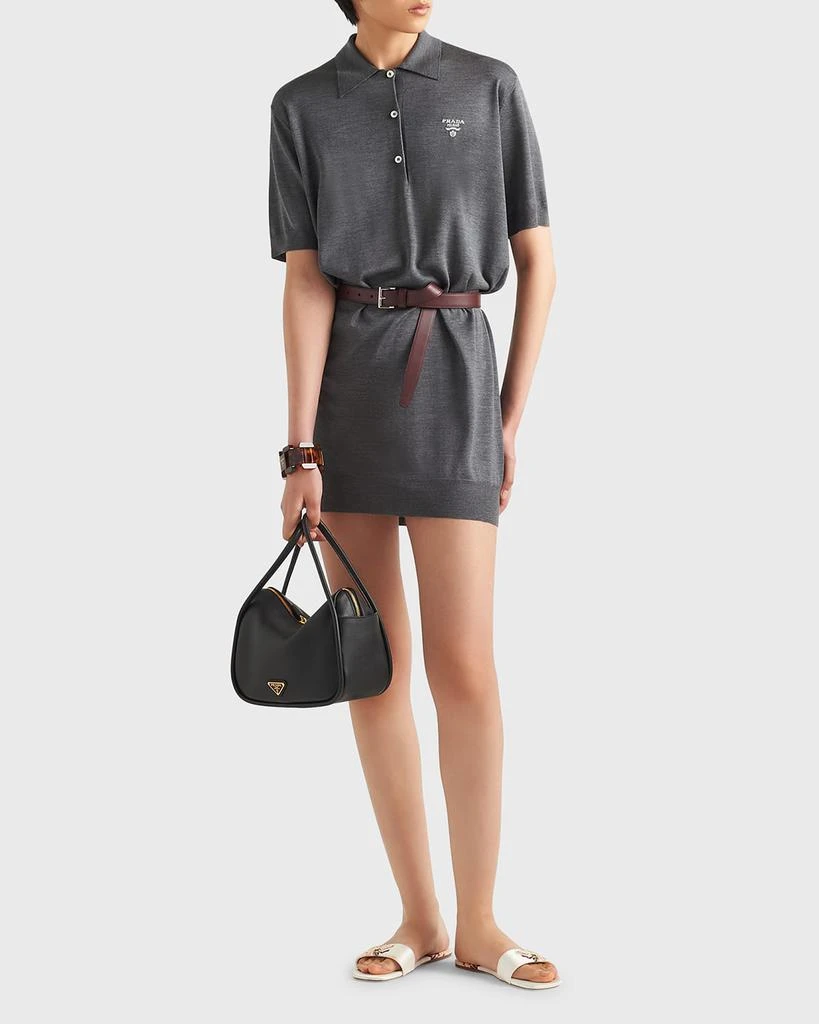 Prada Flou Zip Leather Top-Handle Bag 5