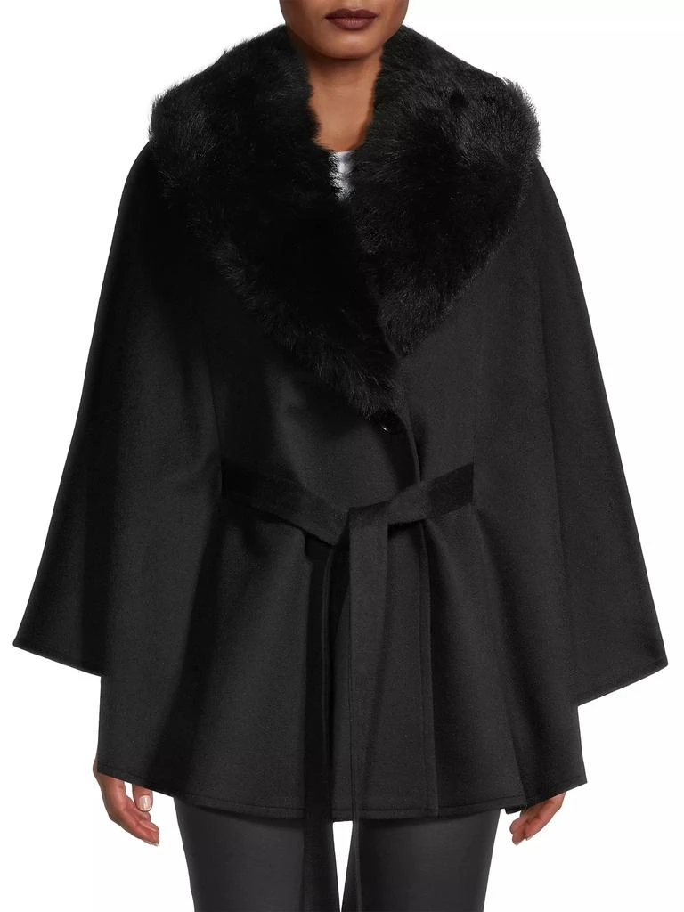 Sofia Cashmere Shearling Collar Wrap Belted Coat 3