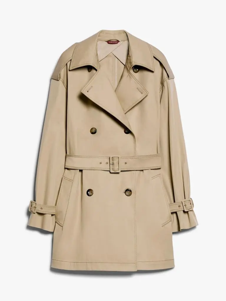 Max Mara Water-repellent gabardine short trench coat 2