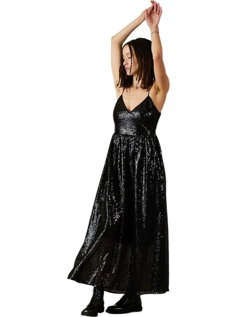ALI GOLDEN Tie Back Maxi Dress In Black Sequins 4