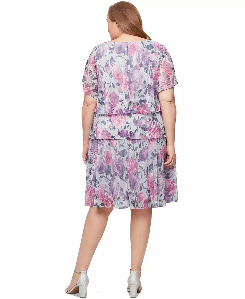 SL Fashions Plus Size Floral Metallic Tiered Dress 3
