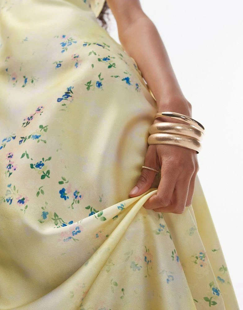 Topshop Topshop scoop maxi slip dress in mixed yellow floral print 3
