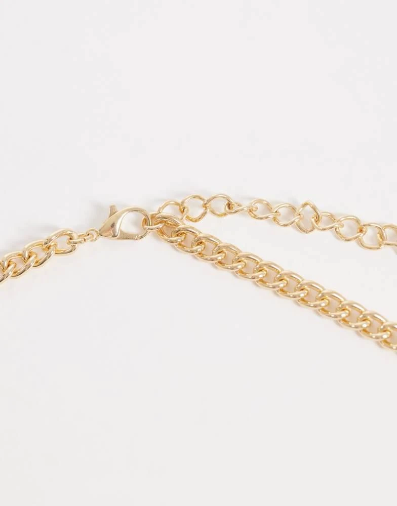 ASOS ASOS DESIGN waist and hip turq stone set chain belt in gold 3