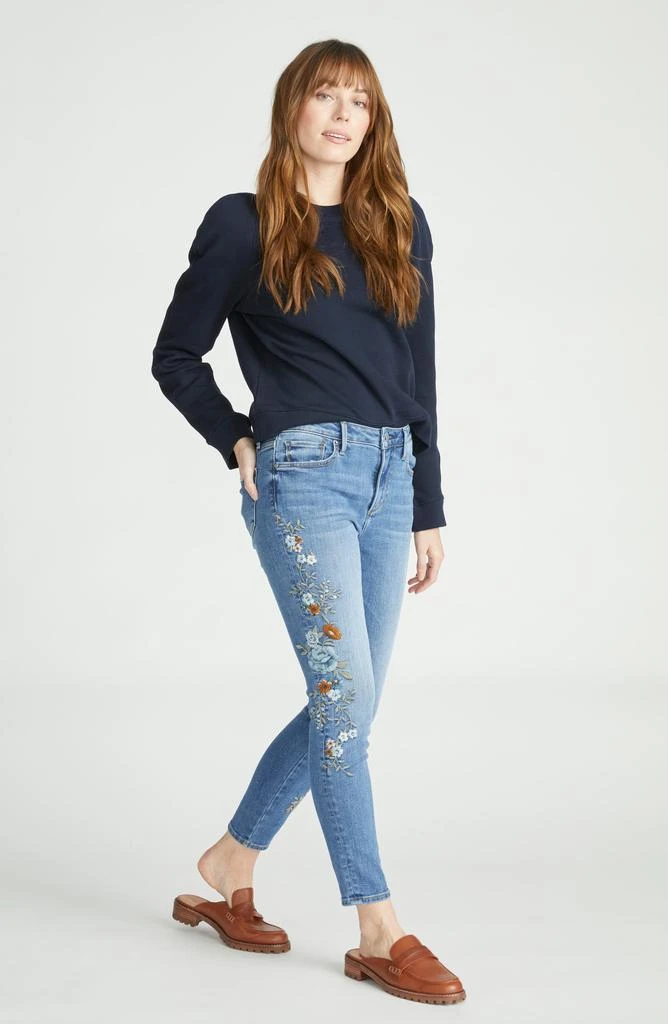 Driftwood Jackie High Waist Floral Embroidered Skinny Jeans 6