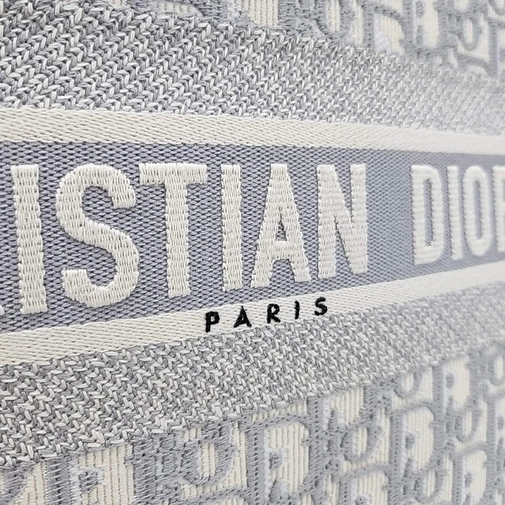 Dior Dior Grey White Fabric Oblique Book Tote Bag 4