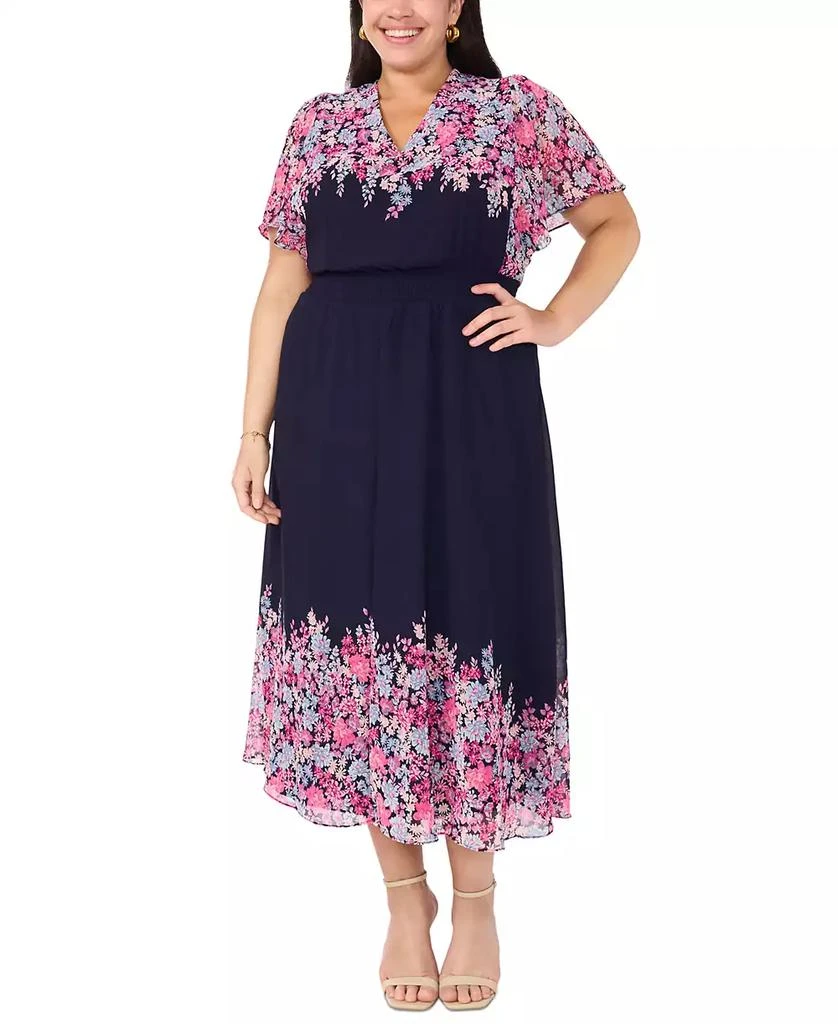 MSK Plus Size Flutter-Sleeve V-Neck Maxi Dress 1