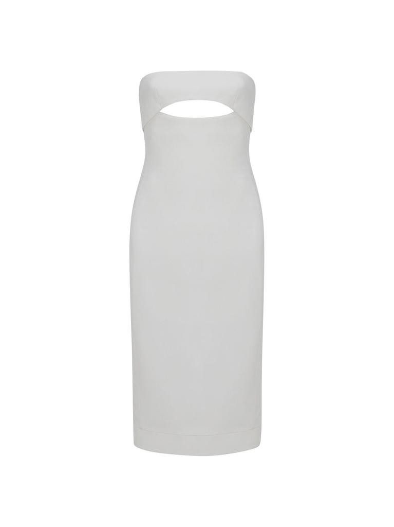 スカート SAINT LAURENT Cut-out midi dress White Yves Saint Laurent Saint Laurent Cut-Out Strapless Midi