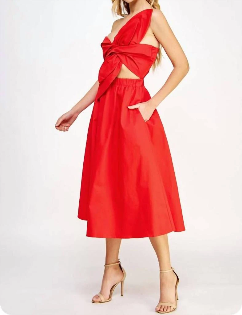 Knotted Bow Midi Dress In Cherry Red  On Sale Now with Up to 19% Off |  Discover Exclusive Deals & Savings at BeyondStyle  Authentic Strut & Bolt  women|clothing|dresses with Limited-Time