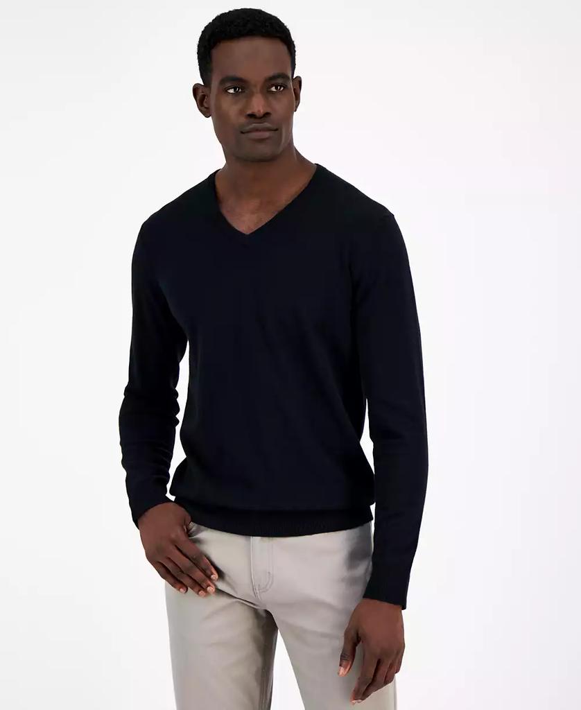 Alfani Men's Solid V-Neck Cotton Sweater, Created for Macy's
