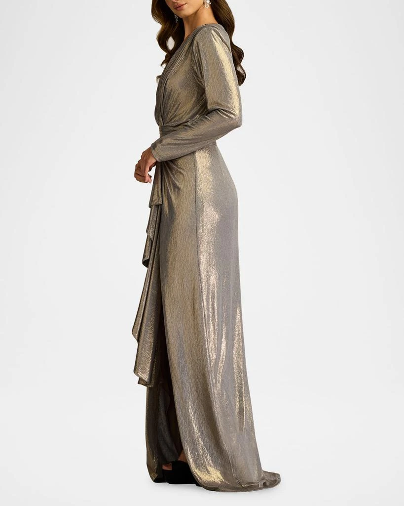 Tadashi Shoji Ruched Metallic Jersey Column Gown 4