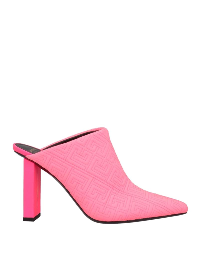 Balmain Safety Mule In Denim Fabric With Applied Pin
