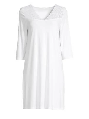 Hanro Moments Three-Quarter Lace Yoke Night Gown