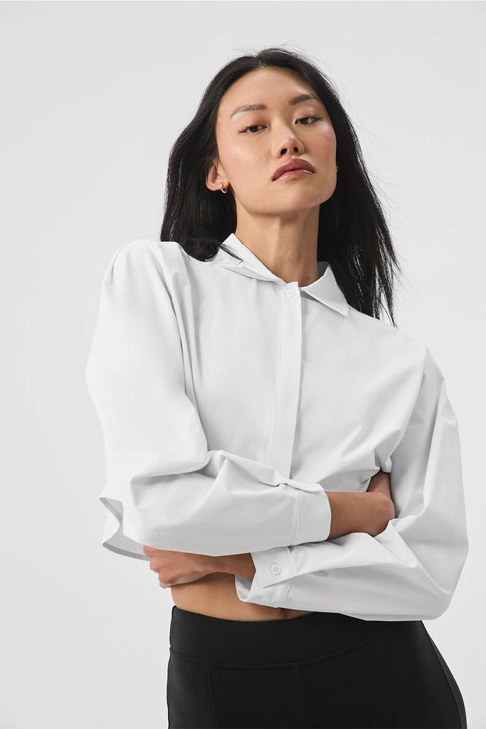 Alo Cropped Take Me Out Button Up - White 3