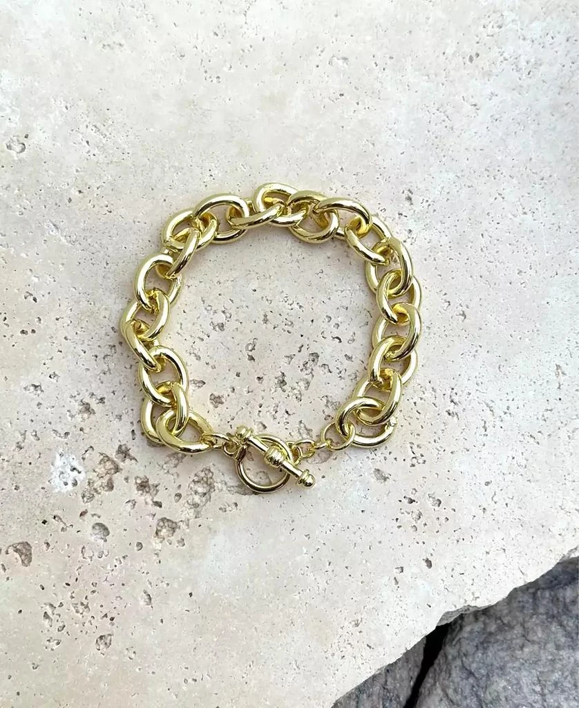 ADORNIA Gold Chunky Oval Link Toggle Bracelet 3