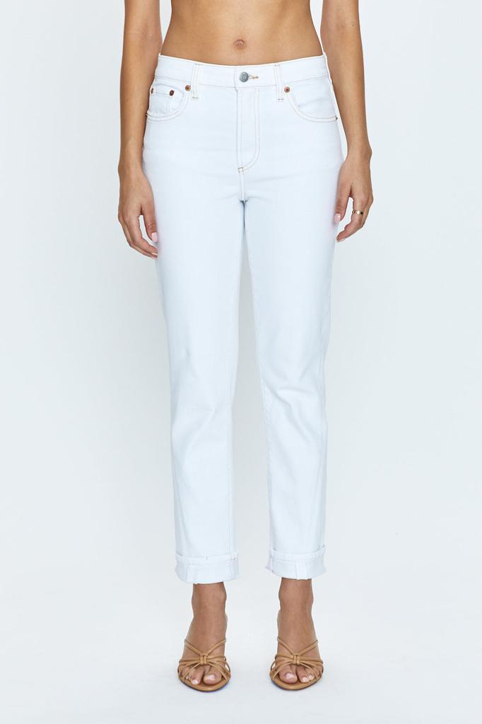 Pistola Denim Riley Mid Rise Girlfriend - Le Blanc