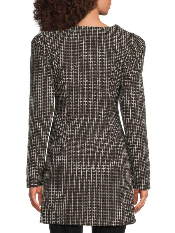 Lea & Viola Boucle Bow Button Mini Dress