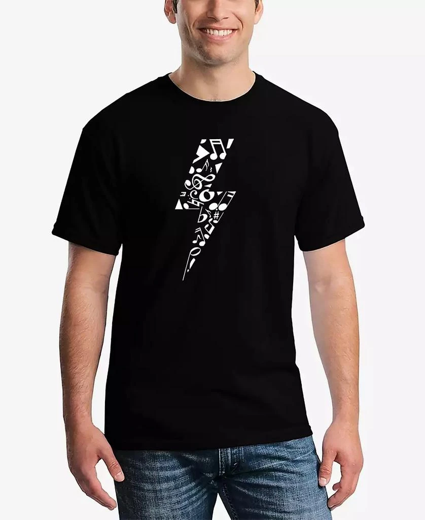 LA Pop Art Men's Word Art Lightning Bolt Short Sleeve T-shirt 1