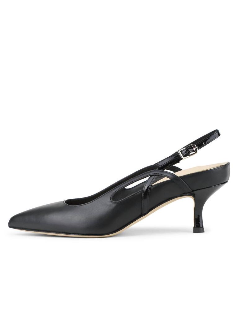 Butter Sadetta Pointed Toe Slingback In Black Leather