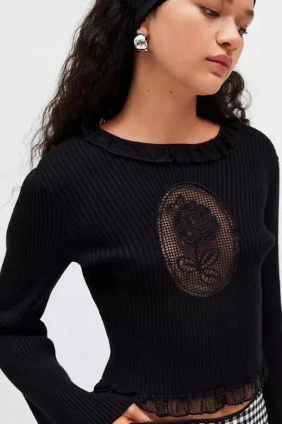 For Love & Lemons For Love & Lemons Lyon Rose Cameo Sweater 3