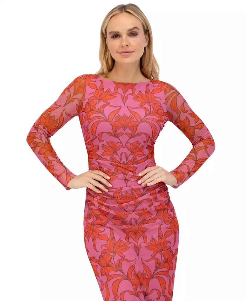 Vince Camuto Women's Bodycon Mesh-Sleeve Ruched Dress 2