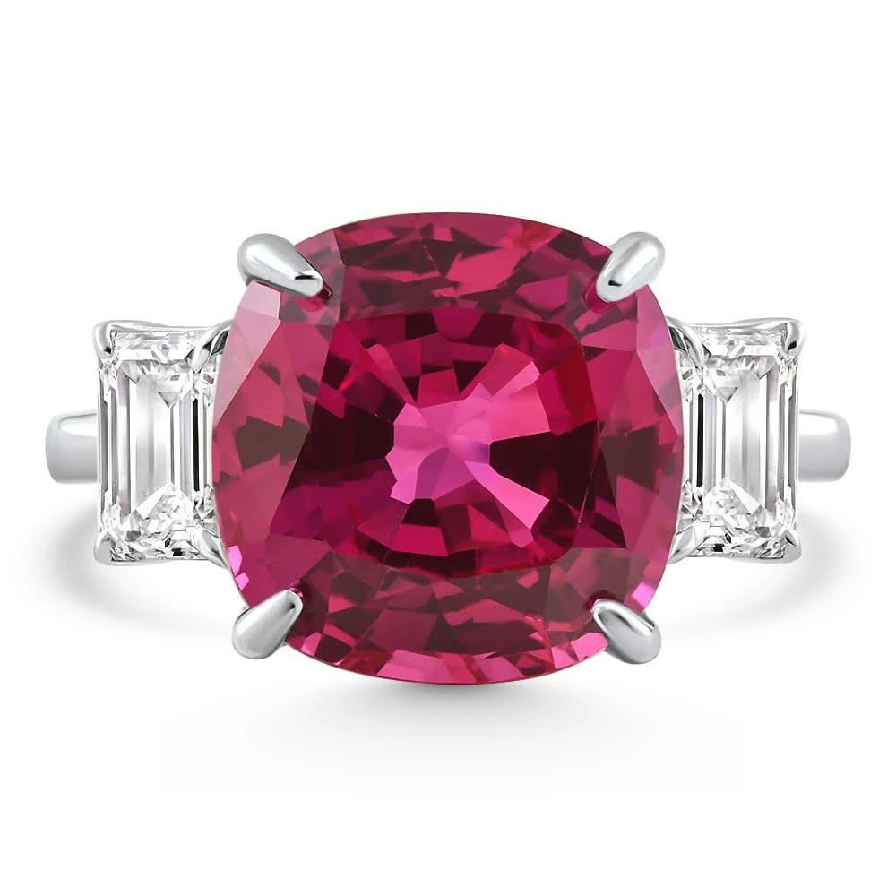 Pompeii3 8.50Ct Cushion Ruby
Emerald Cut Diamond Ring 14k White Gold Lab Grown Size: 5.5