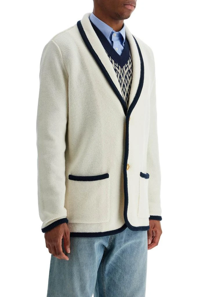 Valentino men's cotton and wool jacket in butter color with shawl collar 2