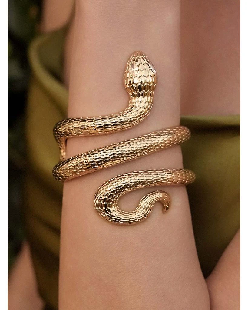 Ettika Jewelry Serpentina Marquise Cubic Zirconia Coiled Snake Cuff Bracelet in 18K Gold Plated 4