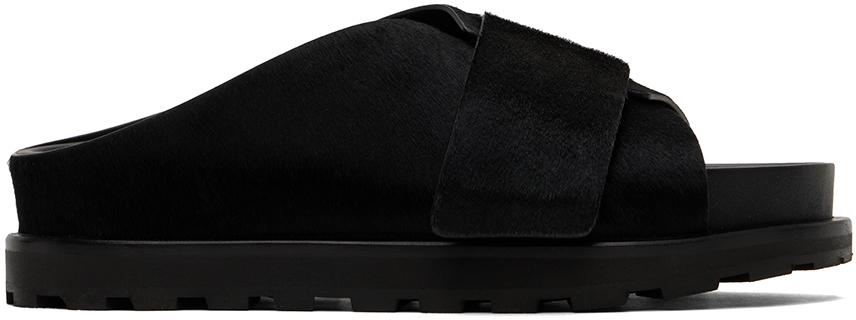 ★Jil Sander★ Cross Strap Nappa Slides Black JS38044A152000 Jil Sander Black Cross-Strap Slides - Sandals - BeyondStyle
