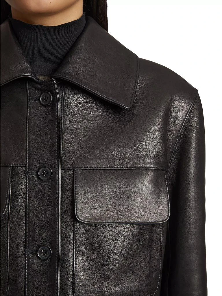 Khaite Iana Leather Button-Front Shirt Jacket 6