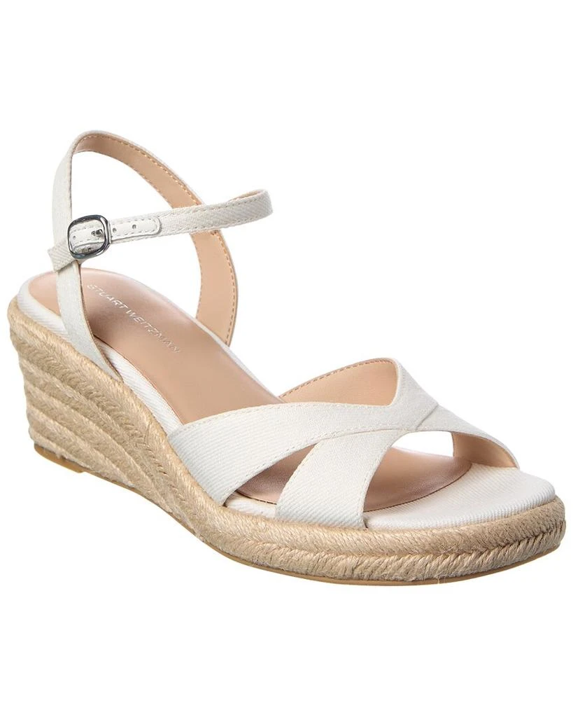 Stuart Weitzman Miami Espadrille Canvas & Leather Wedge 1