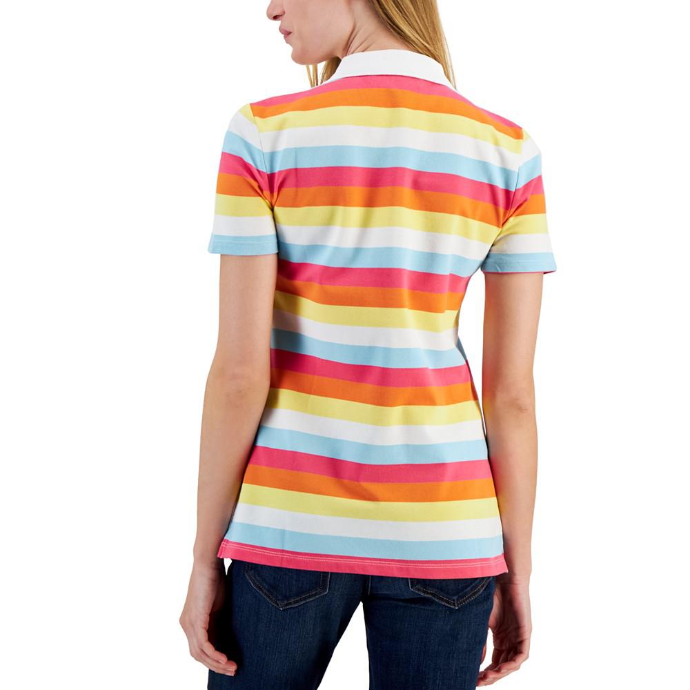 Tommy Hilfiger Women's Cotton Colorful Stripes Polo Shirt