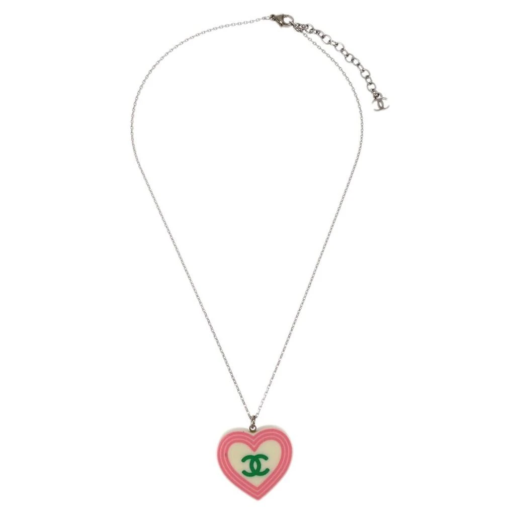 Chanel Cc Heart Pendant Necklace Metal And Enamel _Plated Necklace Jewelry (Pre-Owned)