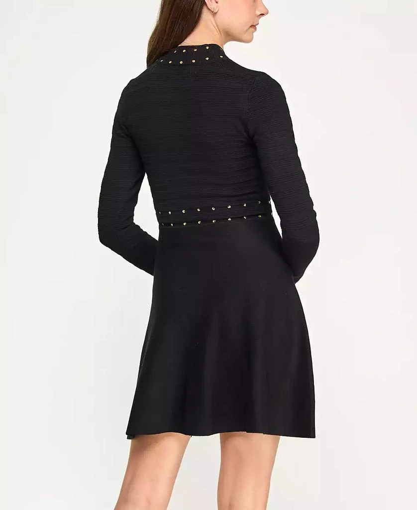green emerald velvet dress Beatrix - Curve Hugging Sweater Dress with Dreary Flared Hem main image 1