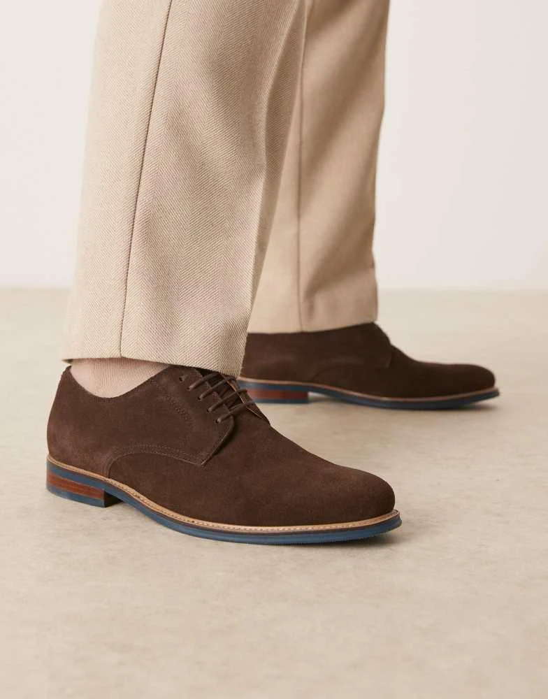 Shop Dune London Stanley suede brogues shoe in brown on Sale  display picture 3