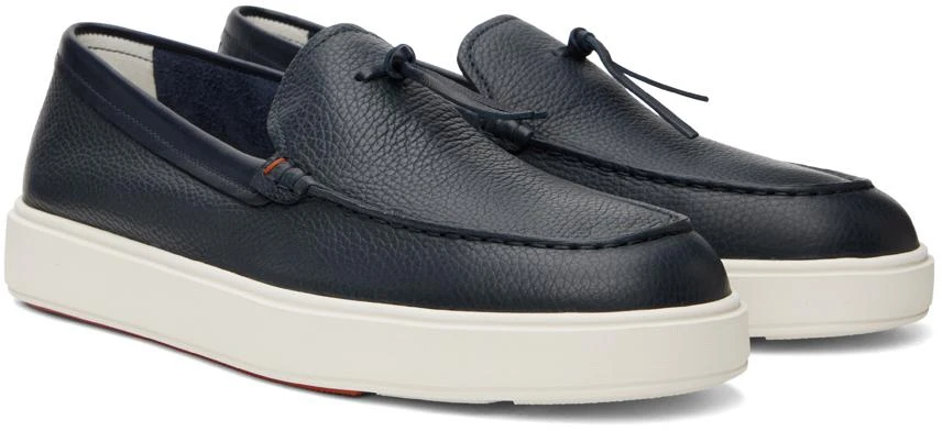 Santoni Navy Knotted Slip-On Sneakers 4