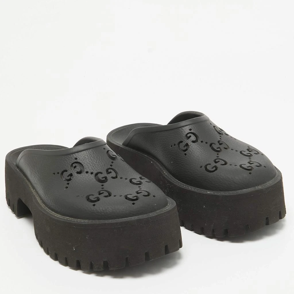 Gucci Gucci Black Perforated GG Rubber Platform Mules Size 37 4