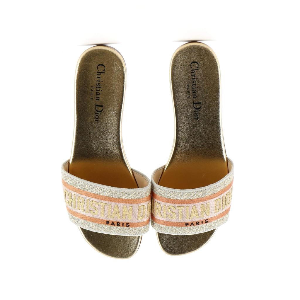 Dior Women's Dway Flat Sandals Embroidered Canvas