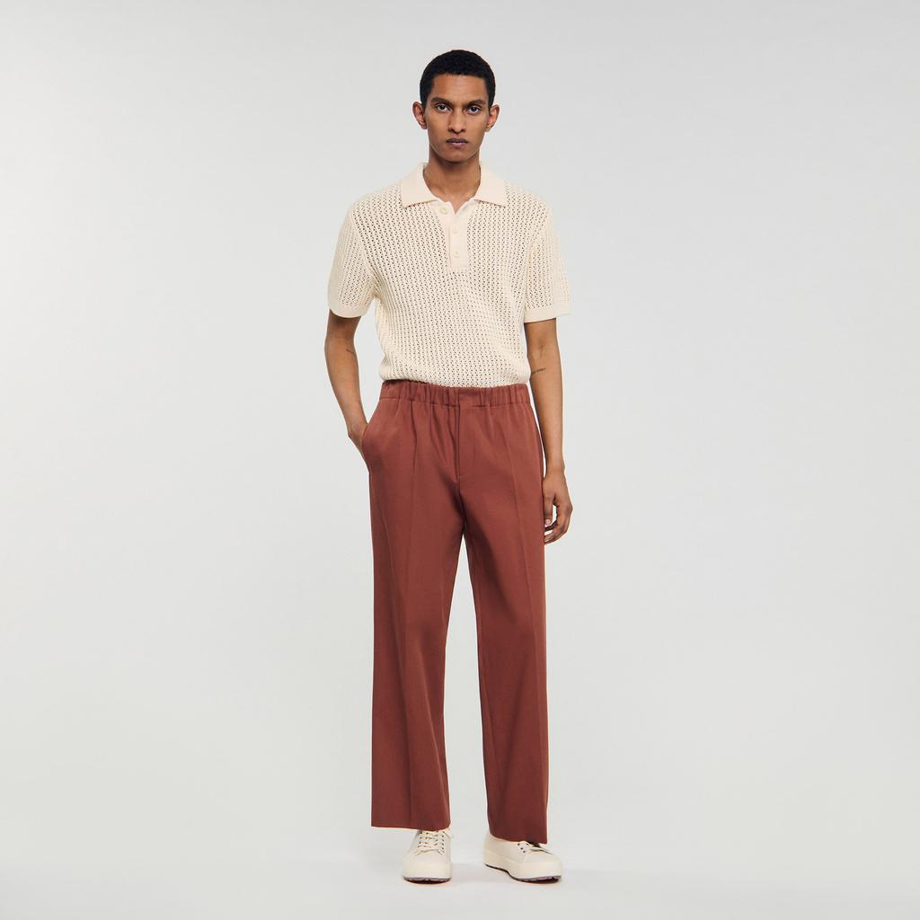 Sandro Elasticated wide-leg cotton trousers