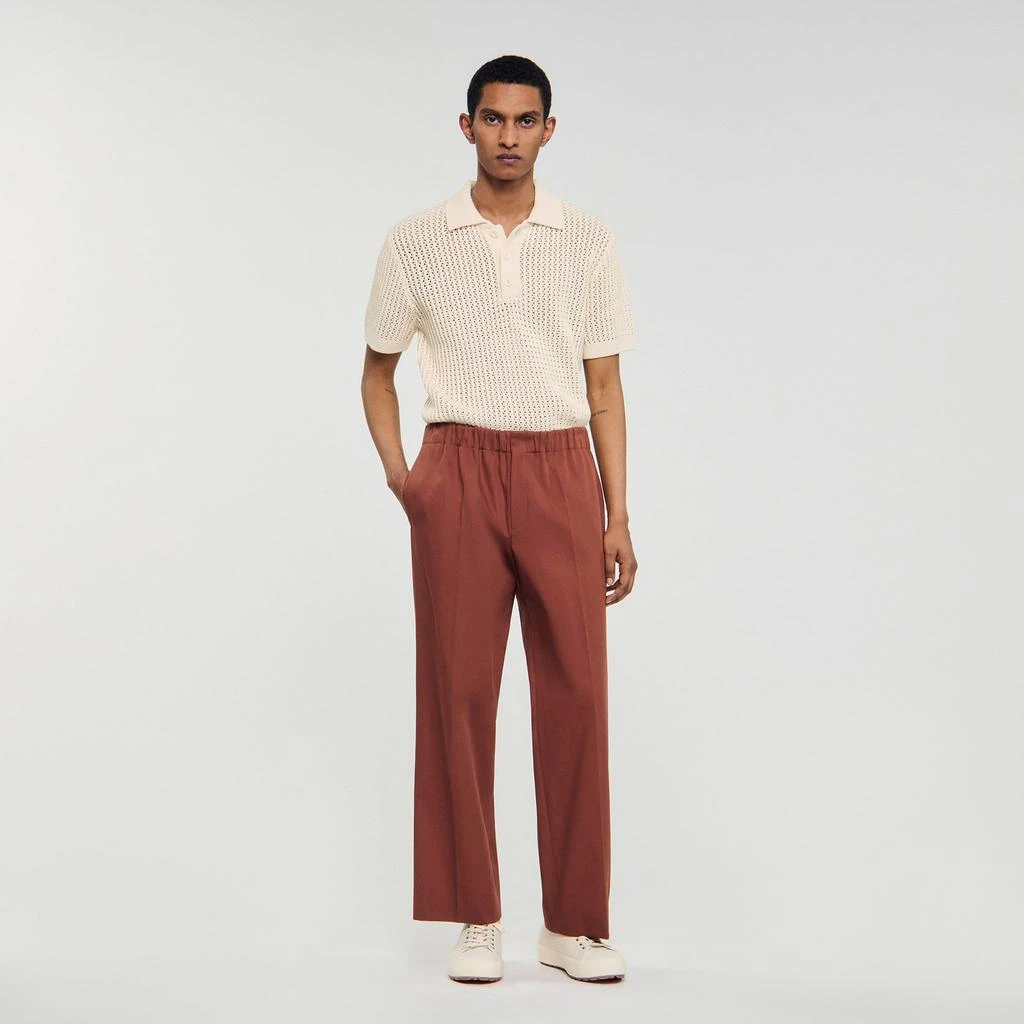 Sandro Elasticated wide-leg cotton trousers 1