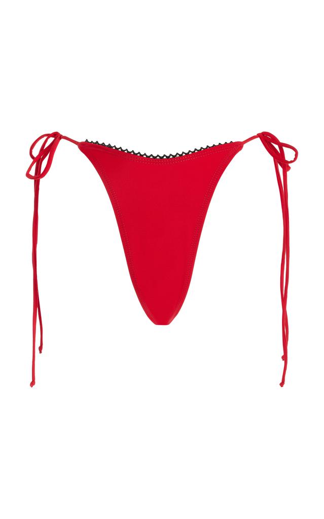 MARE PERPETUA MARE PERPETUA - The Dusk Lace-Trimmed Bikini Bottom - Red - L - Moda Operandi