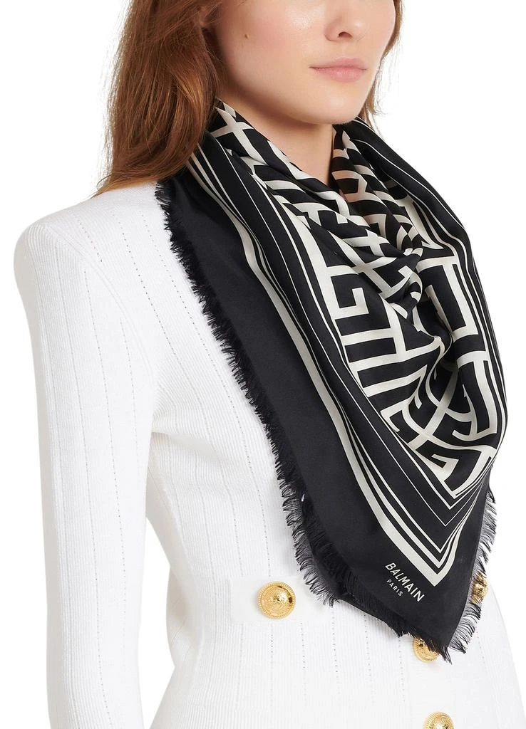 Balmain Silk monogrammed scarf 4